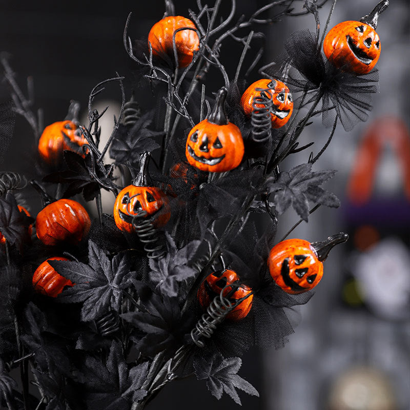 Black Scary Pumpkin Bouquet Halloween Party Floral Decor