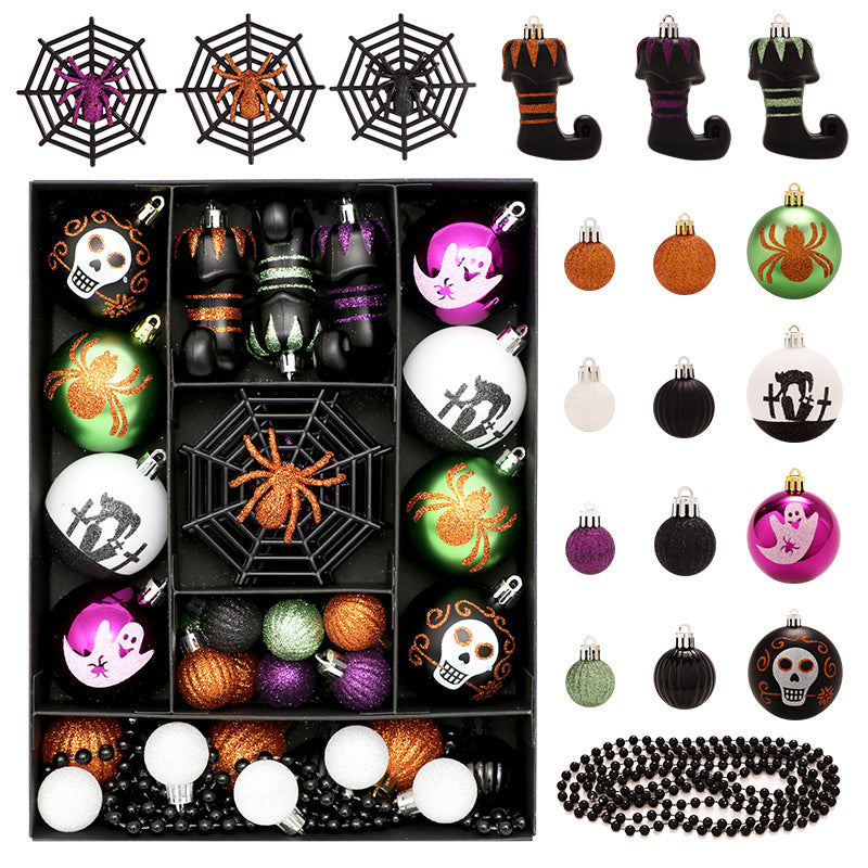 41-Piece Painted Skeleton Ball Decor Set Halloween Party Pendant