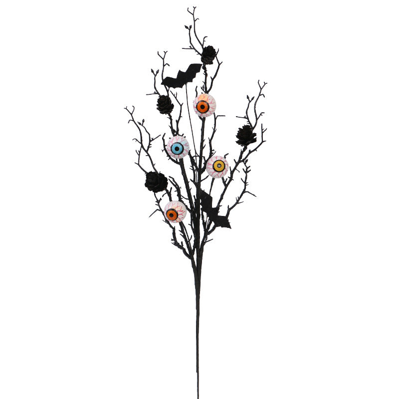 Maple Leaf Bat Pinecone Eyeball Twig Bouquet Halloween Home Accent