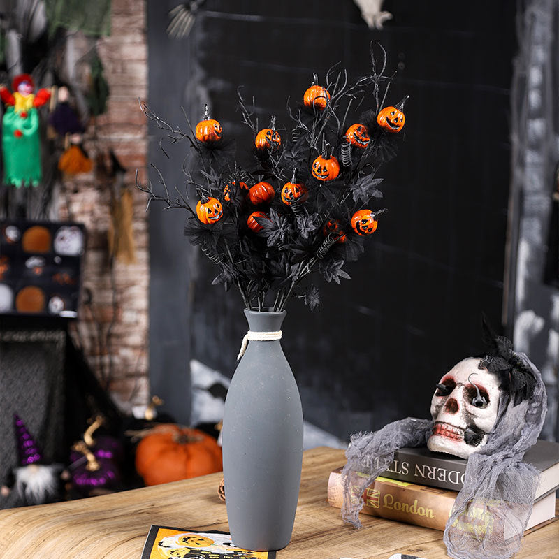 Black Scary Pumpkin Bouquet Halloween Party Floral Decor