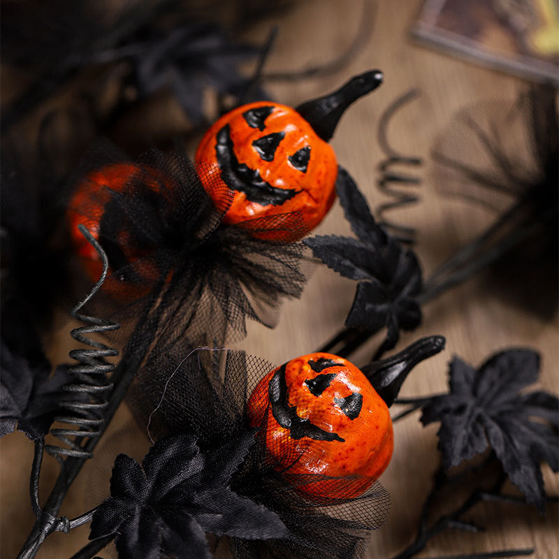 Black Scary Pumpkin Bouquet Halloween Party Floral Decor