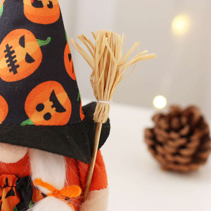 Cute Faceless Witch Doll Halloween Tabletop Ornament