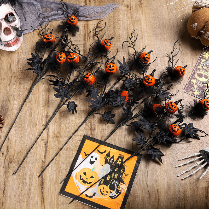 Black Scary Pumpkin Bouquet Halloween Party Floral Decor