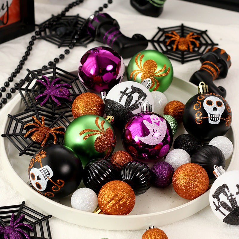 41-Piece Painted Skeleton Ball Decor Set Halloween Party Pendant