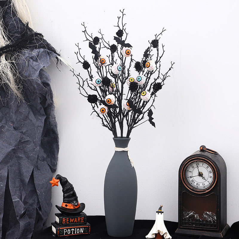 Maple Leaf Bat Pinecone Eyeball Twig Bouquet Halloween Home Accent